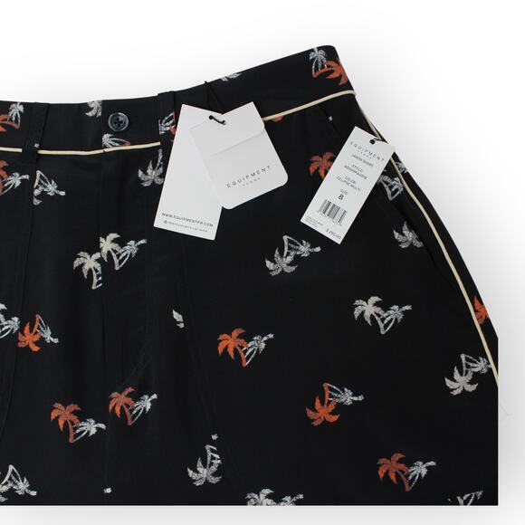 Sz8 NEW Equipment Femme Jaxon Palm Print 100%Silk Shorts Pockets - Picture 8 of 9